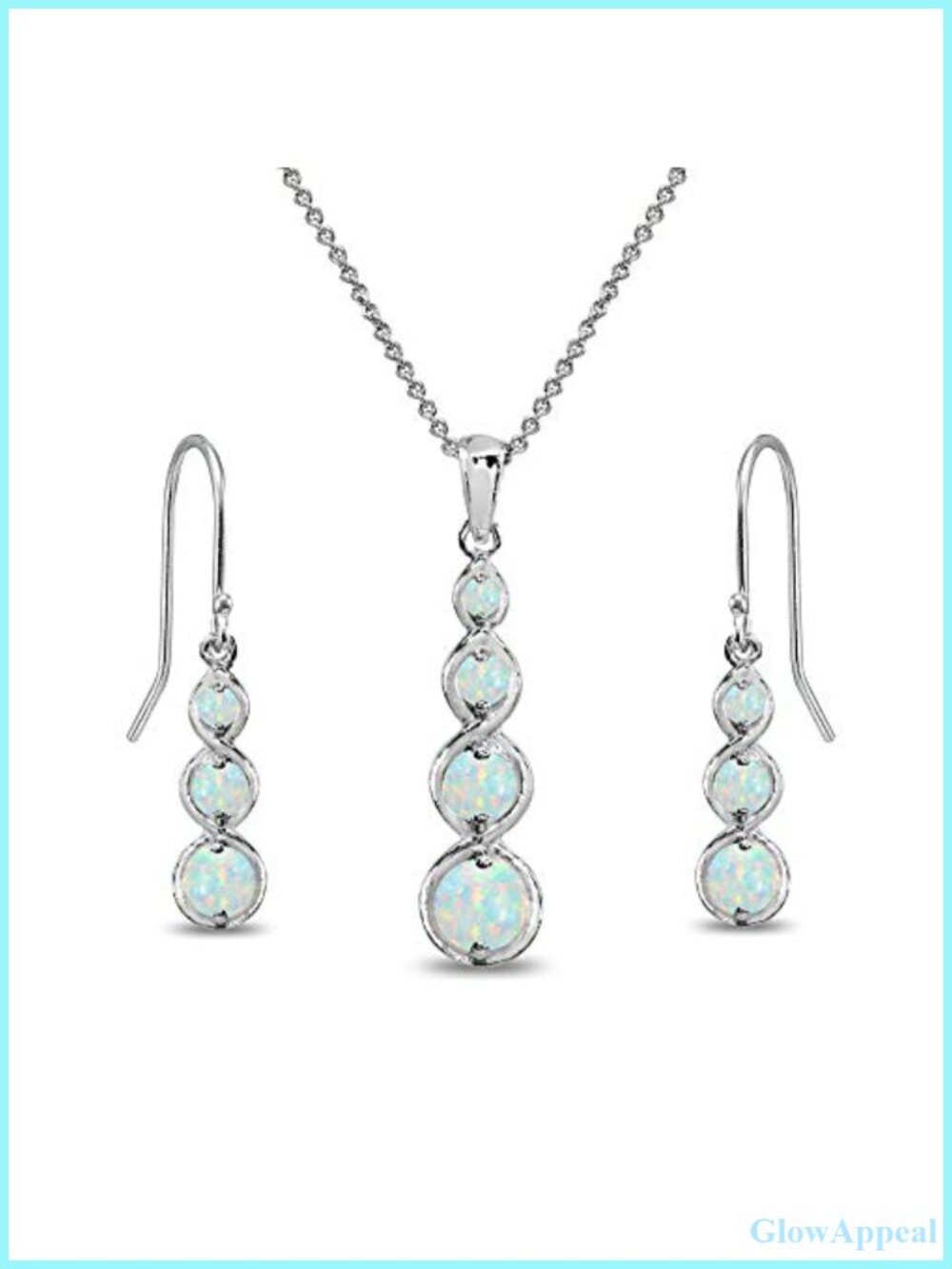 Sterling Silver Infinity Jewelry Set Pendant Necklace Dangle Earrings